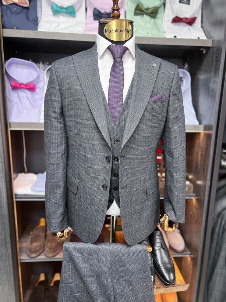 Костюм MAZALTOVMAN 3-ка Серый в клетку