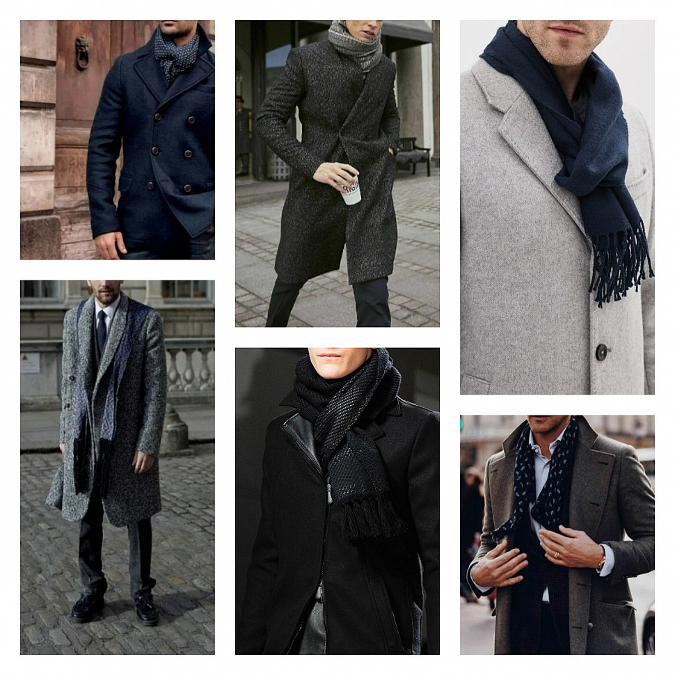 Мужской шарф с зимней курткой