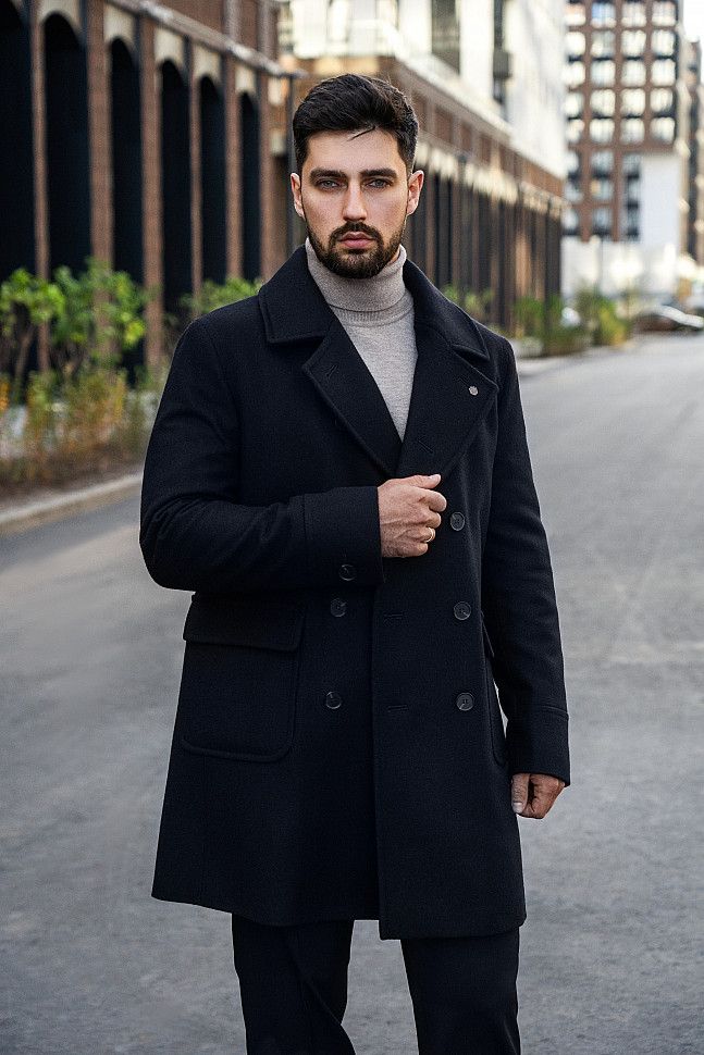 Мужское пальто черное