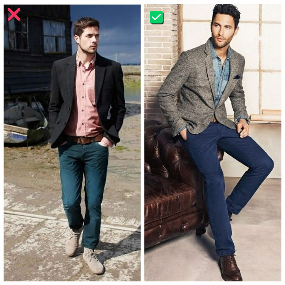 Сочетание мужского костюмного пиджака с джинсами