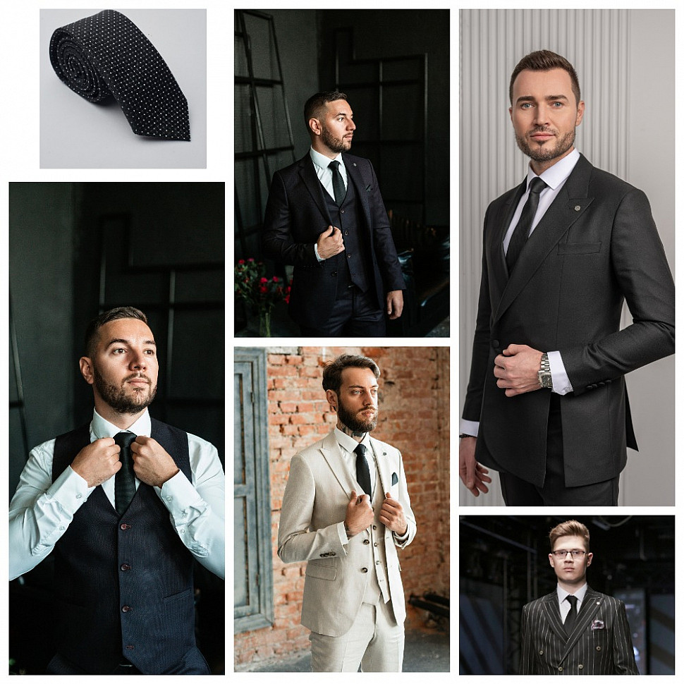 Мужской черный галстук