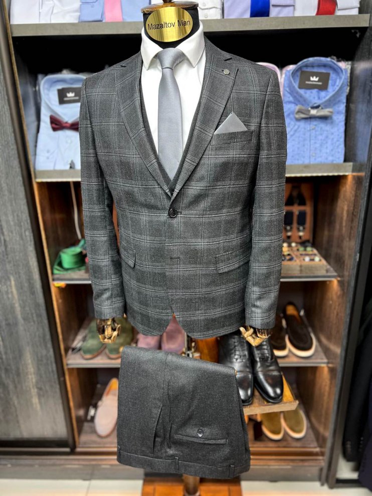 Костюм MAZALTOVMAN 3-ка Серый в клетку