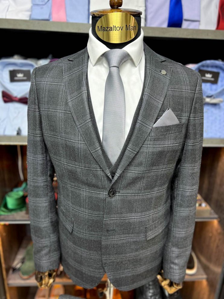Костюм MAZALTOVMAN 3-ка Серый в клетку