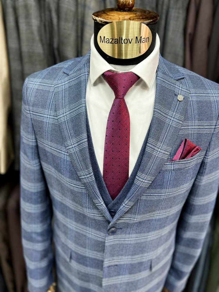 Костюм MAZALTOVMAN 3-ка Синий в клетку