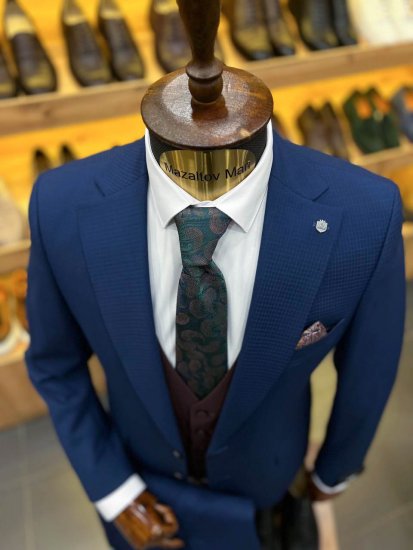 Костюм MAZALTOVMAN 3-ка Premium Синий в клетку