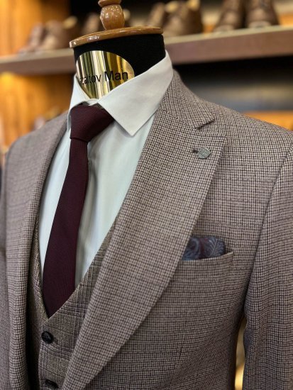 Костюм MAZALTOVMAN 3-ка Premium Бордовый в клетку