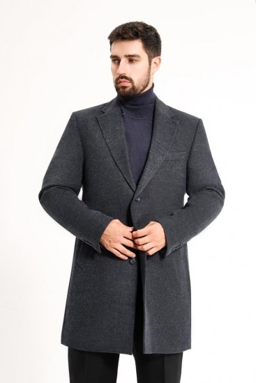 Пальто MAZALTOVMAN Premium Темно-синее фактурное