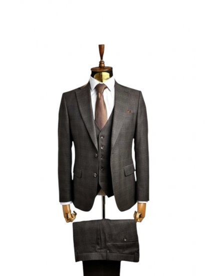 Костюм MAZALTOVMAN 3-ка Premium Коричневый в клетку