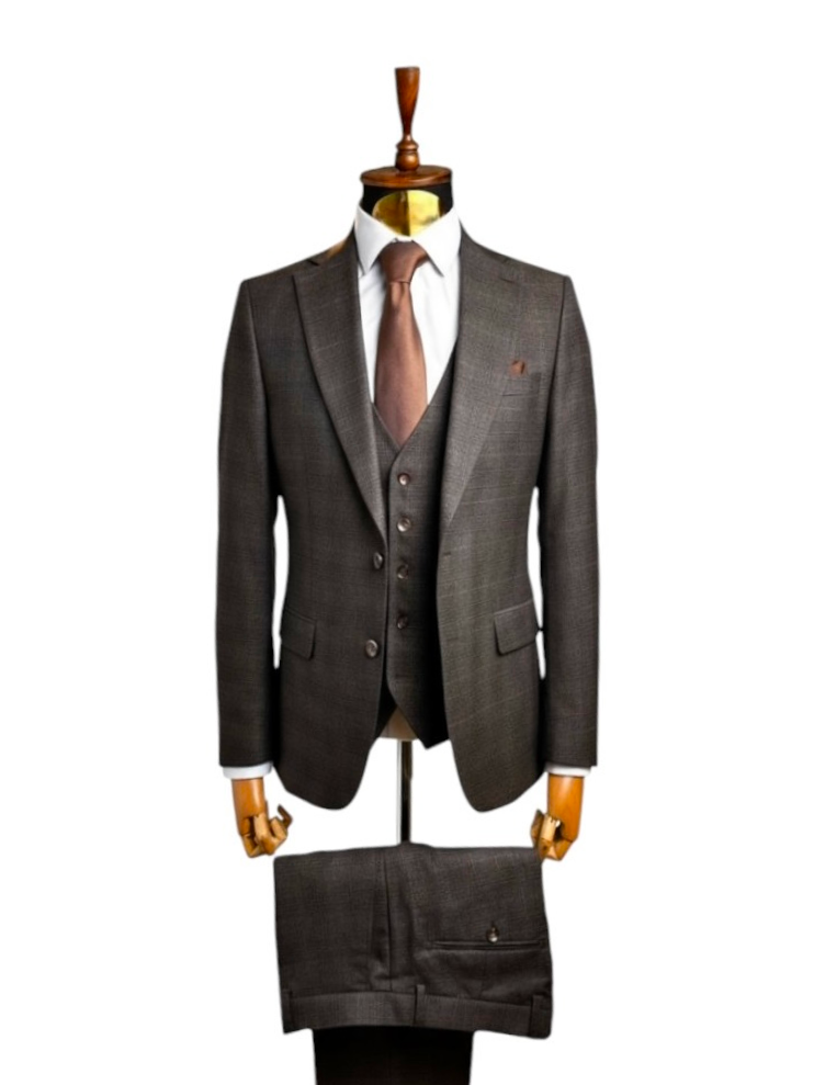 Костюм MAZALTOVMAN 3-ка Premium Коричневый в клетку