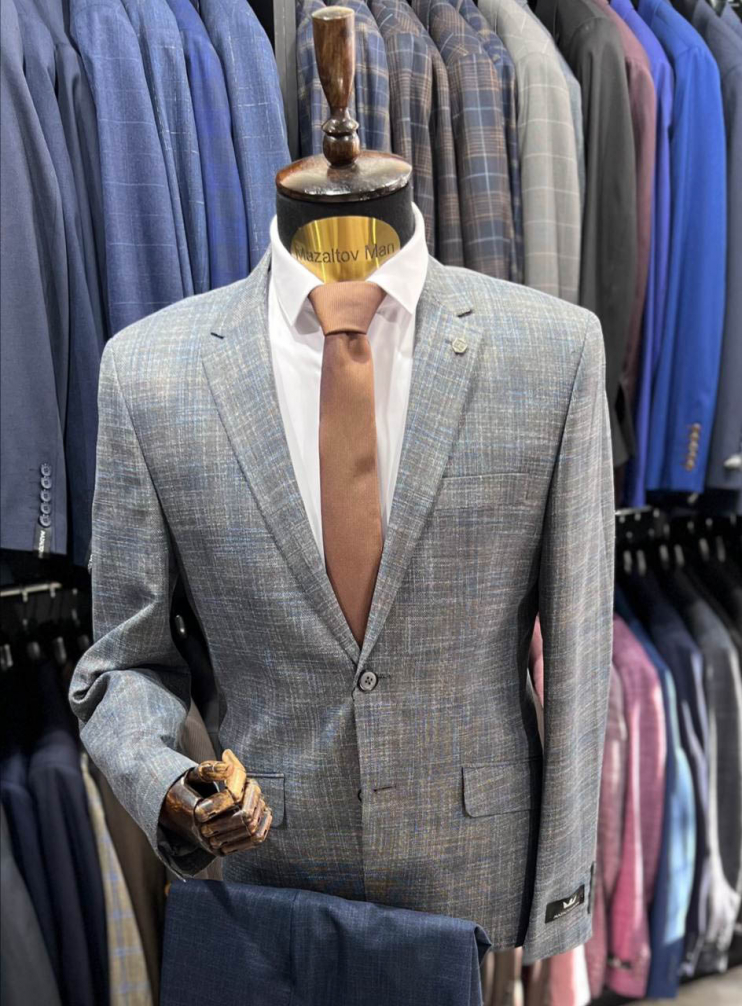 Пиджак MAZALTOVMAN Серый в микроклетку