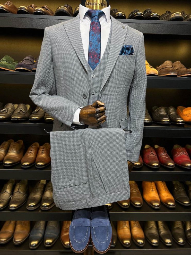 Костюм BEL 3-ка Серый в микроклетку