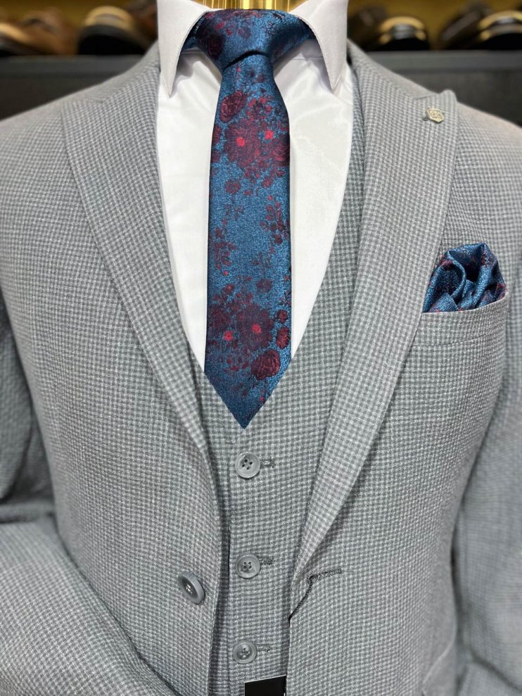 Костюм BEL 3-ка Серый в микроклетку