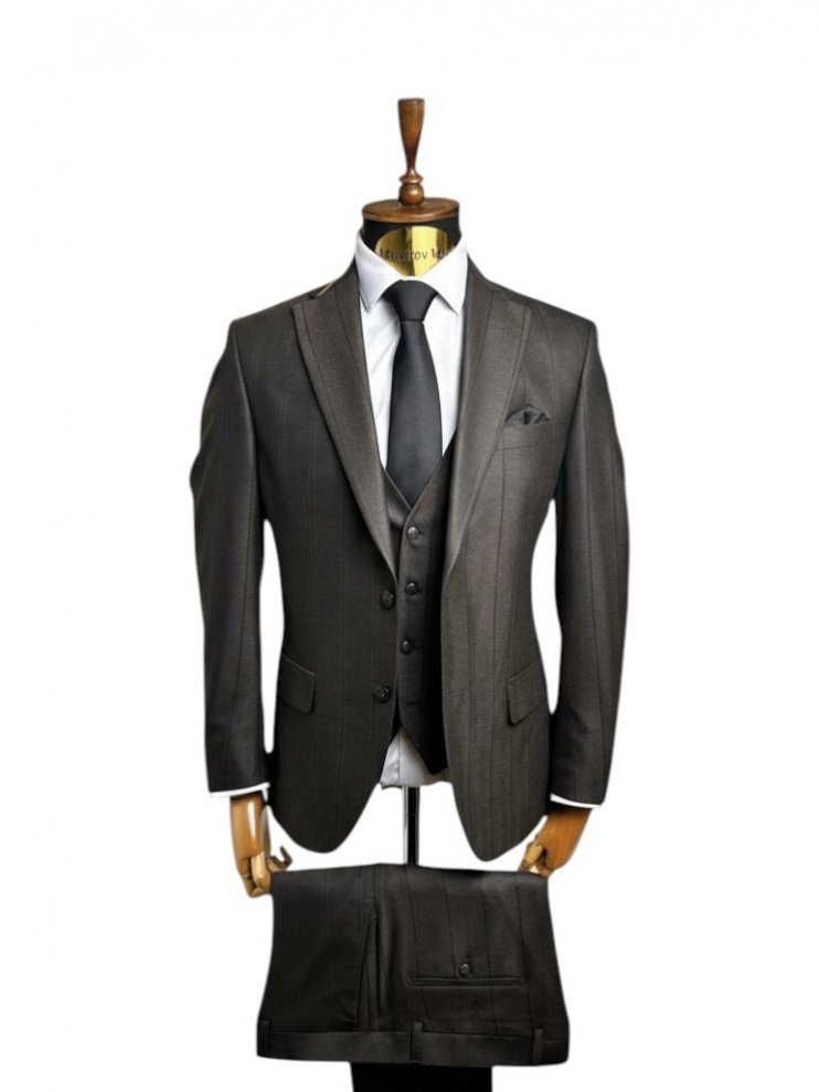 Костюм MAZALTOVMAN 3-ка Premium Коричневый в елочку