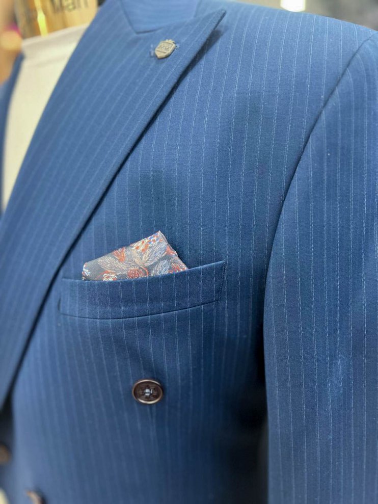 Костюм MAZALTOVMAN Premium 2-ка двубортный Синий в полоску