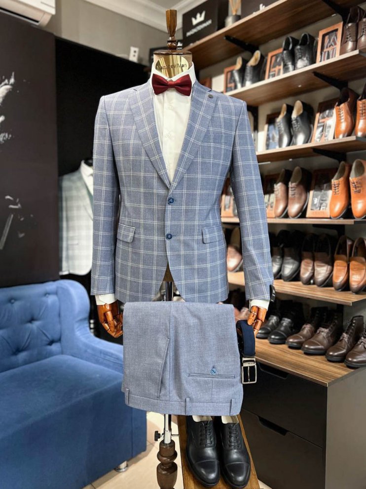 Костюм MAZALTOVMAN 2-ка Premium Голубой в клетку