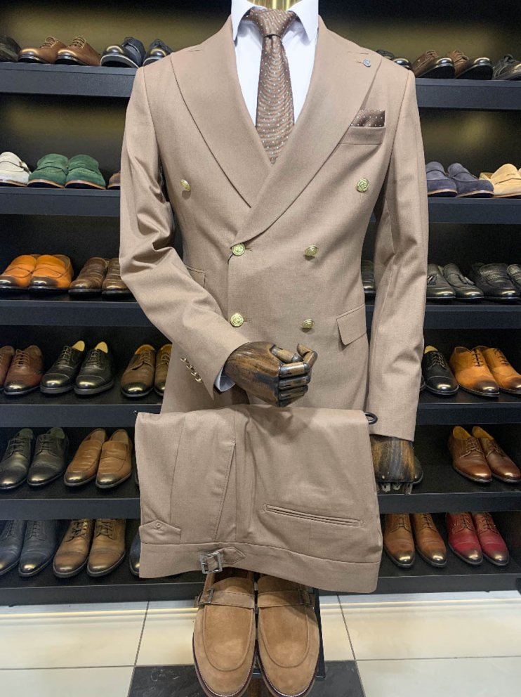 Костюм FCP 2-ка Бежевый фактурный двубортный