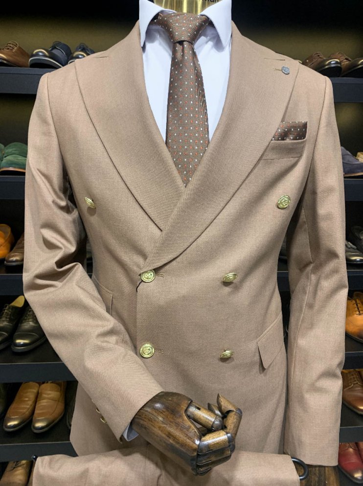 Костюм FCP 2-ка Бежевый фактурный двубортный