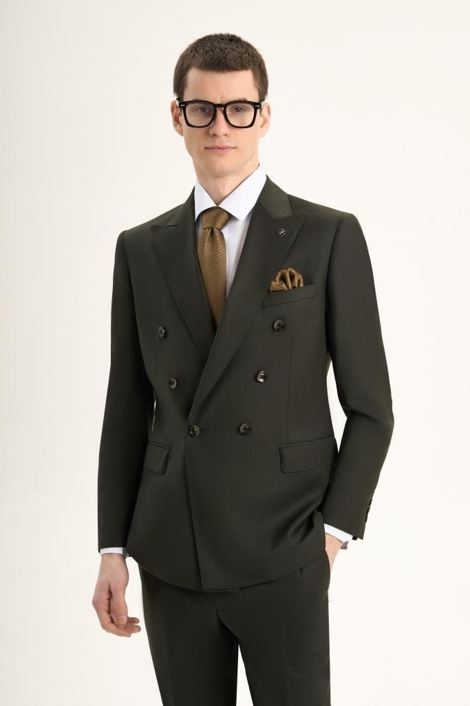 Костюм MAZALTOVMAN 2-ка Темно-зеленый двубортный премиум линейка